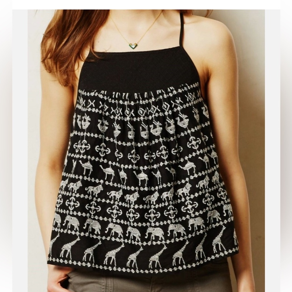 Anthropologie Black and White Patterned Blouse